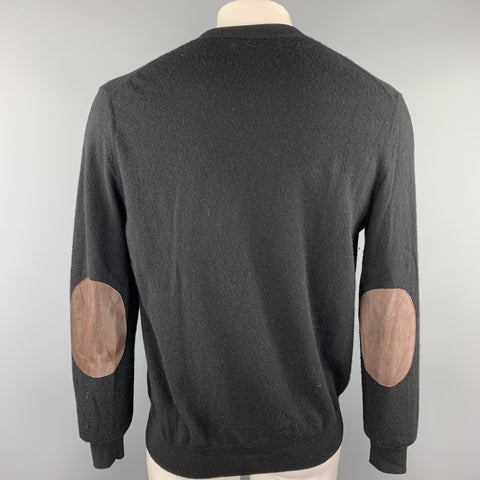 RALPH LAUREN Size L Black Merino Wool Buttoned Cardigan