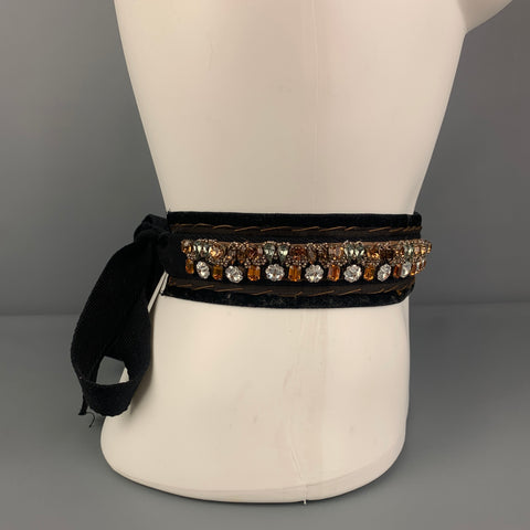 PRADA Ceinture strass en velours doré noir taille unique
