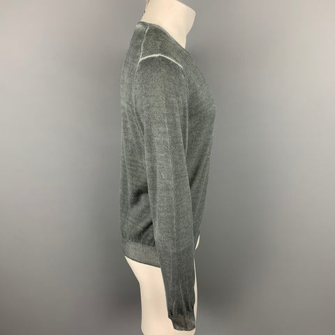PLOUMANACH Size M Slate Dyed Cotton V-Neck Pullover