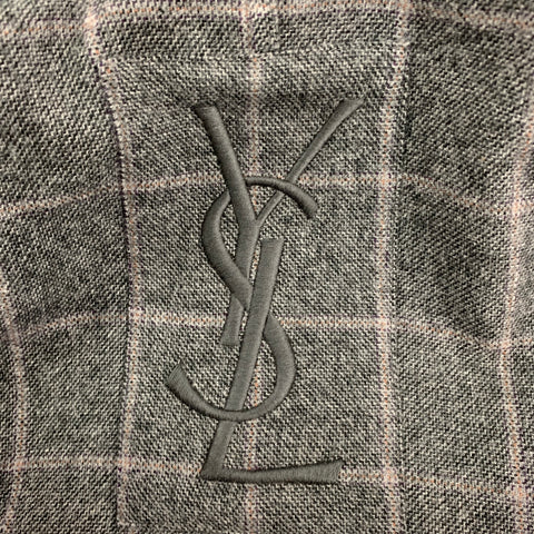 YVES SAINT LAURENT Size 36 Grey & Brown Wool Cashmere Window Pane Sport Coat