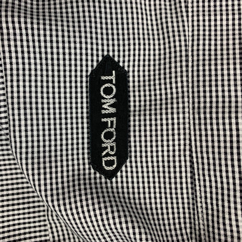 TOM FORD Size XL Black & White Grid Cotton Button Up Long Sleeve Shirt
