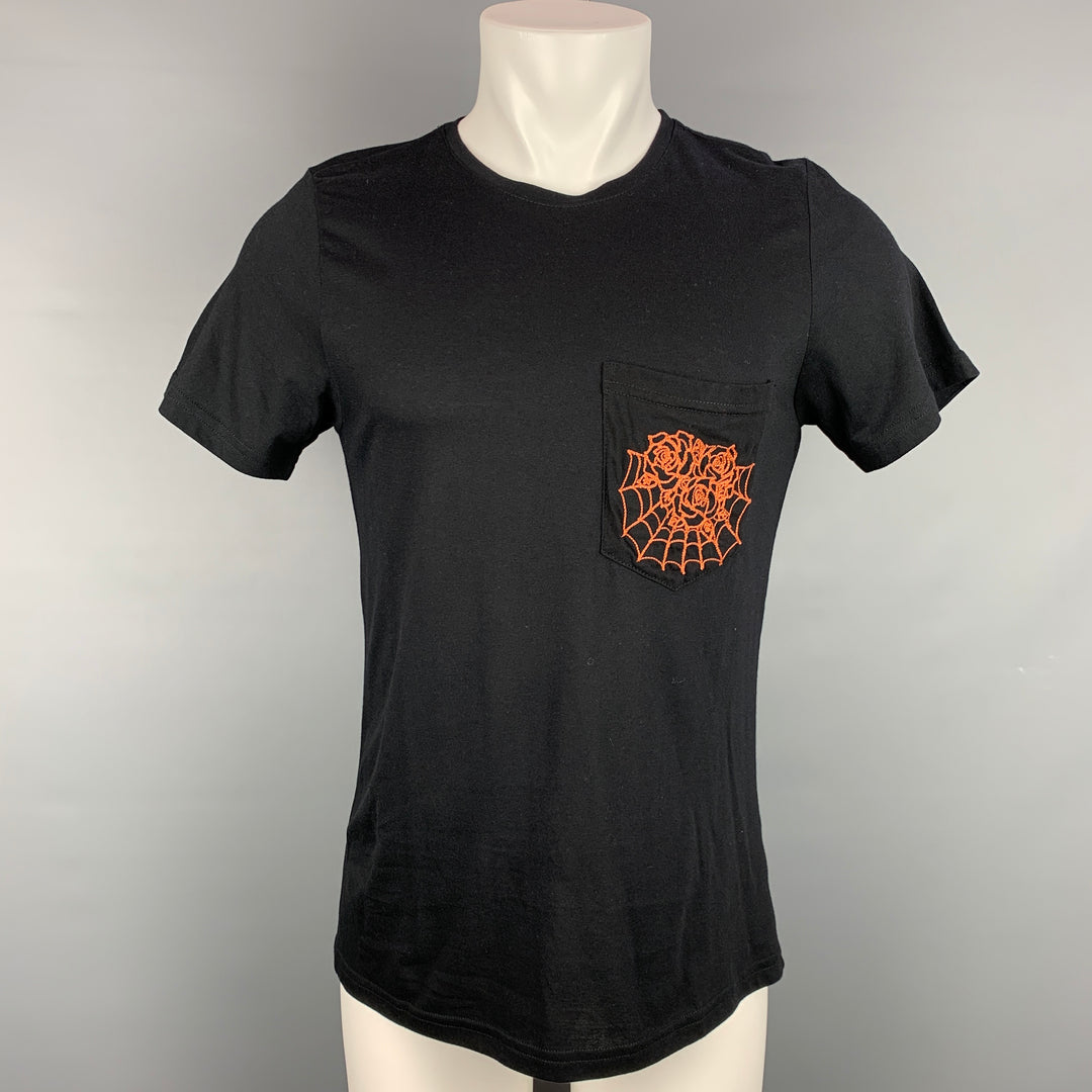 EN NOIR Size M Black Embroidery Cotton / Cashmere Crew-Neck T-shirt