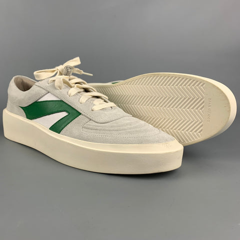 FEAR OF GOD Size 11 Light Gray & Green Color Block Canvas Low Top Sneakers