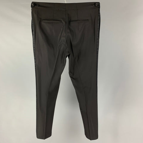 MATTISON Pantalón de vestir de esmoquin de lana negro talla 30