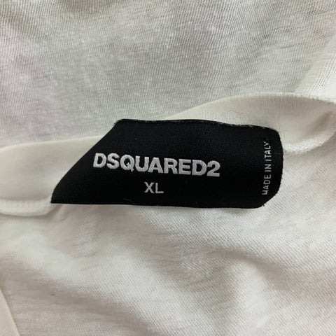 DSQUARED2 Size XL White Caten Graphic Cotton  T-shirt