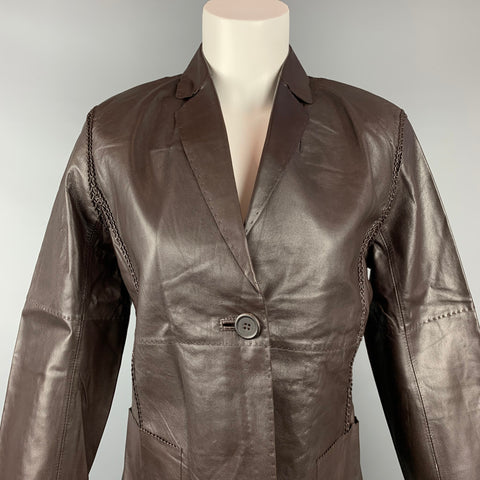MAXSTUDIO Veste en cuir marron taille S