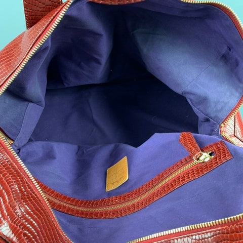 PAUL SMITH Burgundy Embossed Leather Carry-On Bag