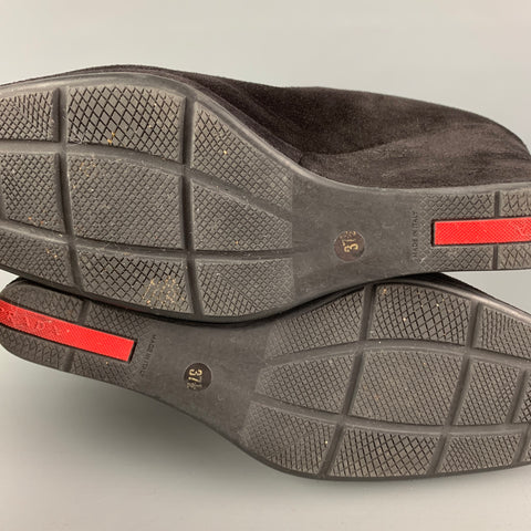 PRADA Size 7.5 Black Suede Slip On Boots