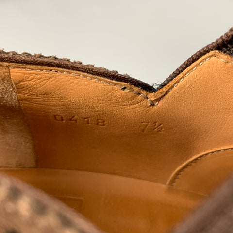 STEIGER Size 7.5 Brown Mixed Fabrics Suede Wingtip Loafers