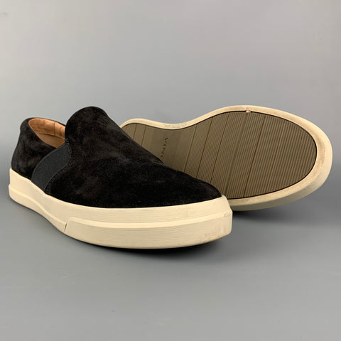 Mocasines sin cordones de ante blanco y negro talla 10 VINCE