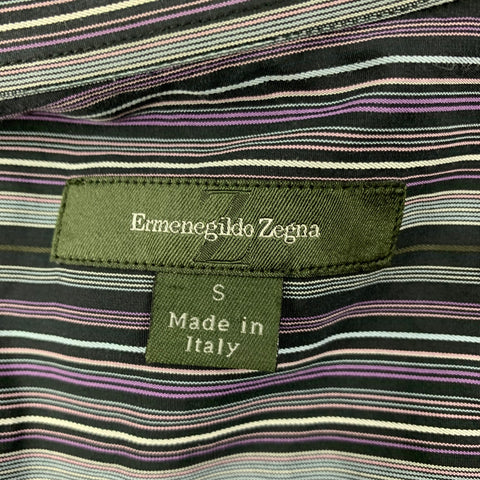 ERMENEGILDO ZEGNA Size S Multi-Color Stripe Cotton Button Up Long Sleeve Shirt