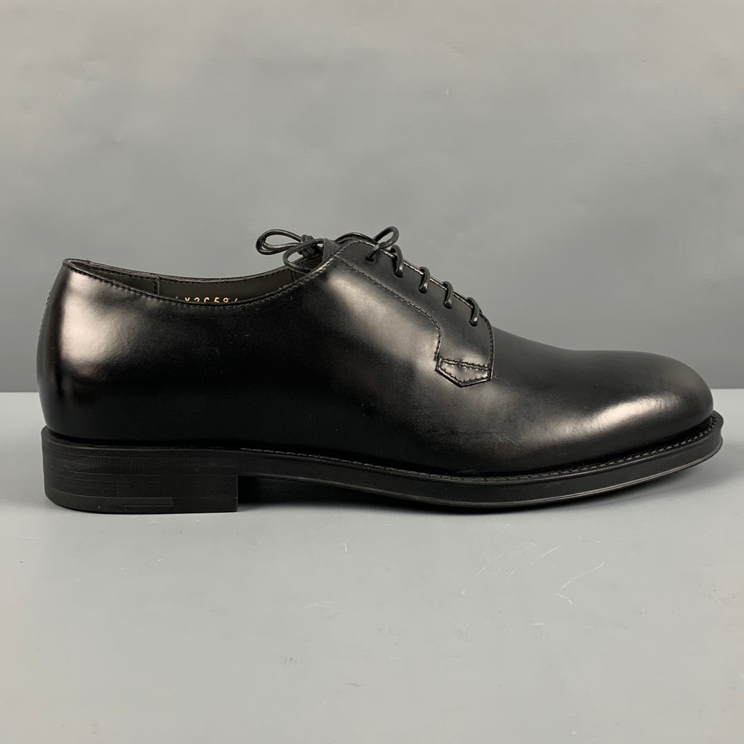 GIORGIO ARMANI Size 7 Black Leather Lace-Up Shoes