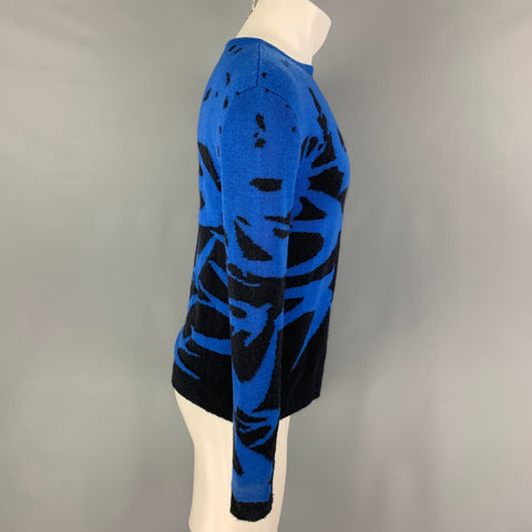MCQ by ALEXANDER MCQUEEN Size XS Black Royal Blue Knitted Wool Blend Pullover
