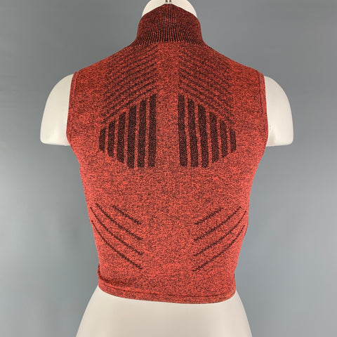 PRADA Talla XS Naranja Negro Mezcla de poliéster texturizado 1/4 cremallera