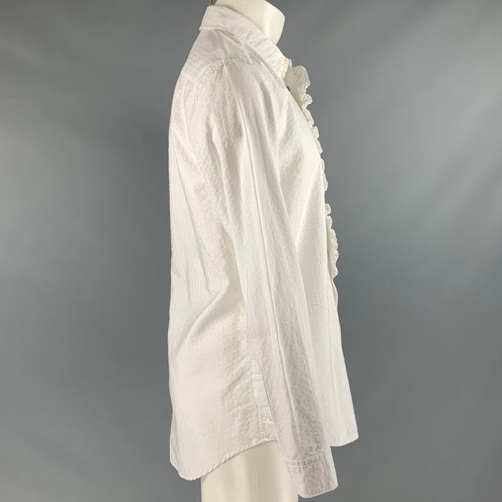 MARC JACOBS Size M White Seersucker Cotton Snaps Long Sleeve Shirt