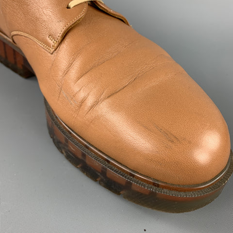 ROBERT CLERGERIE Size 11 Tan  Leather Lace Up See Through Sole Shoes