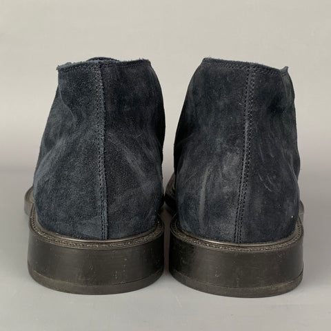 TOD'S Size 11 Navy Leather Lace Up Chukka Boots