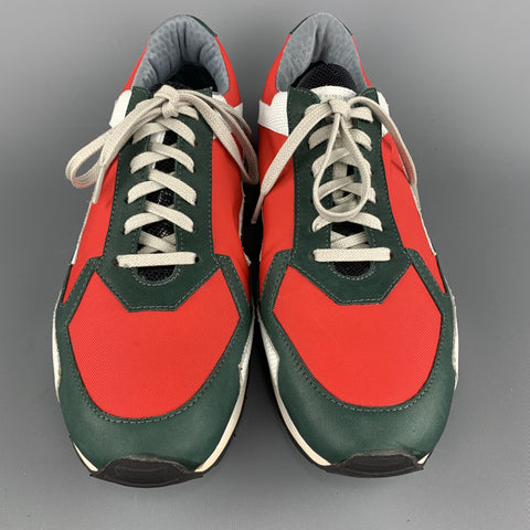 RAF SIMONS Size 10 Multi-Color Red Color Block Nylon Lace Up Red Sneakers