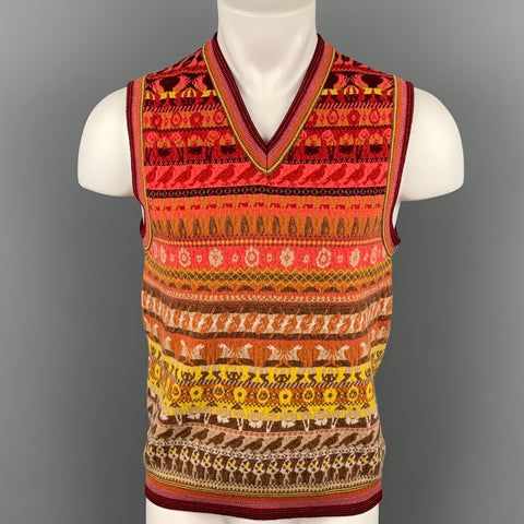 PAUL SMITH Chaleco tipo jersey con cuello en V y mezcla de lana Fairisle multicolor talla S