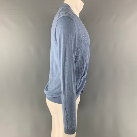 PRADA Size M Blue Knit Wool V-Neck Cardigan