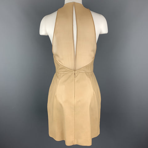 3.1 PHILLIP LIM Size 4 Camel Beige Leather Halter Dress