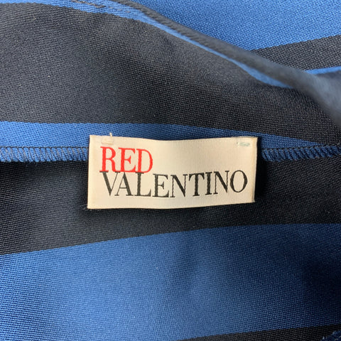 RED VALENTINO Taille 4 Haut habillé en polyester / soie à rayures bleu marine et noir