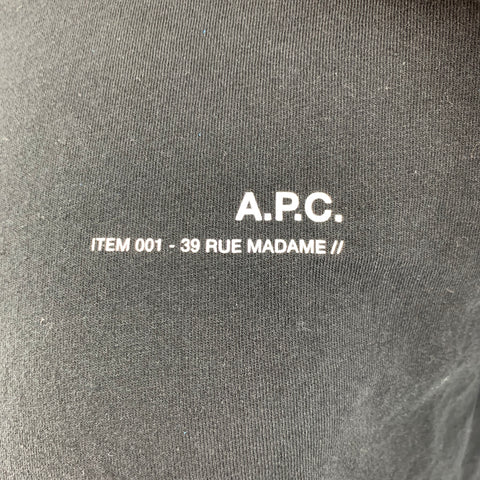A.P.C. Size M Black White Logo Cotton Jersey T-shirt