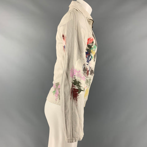 YVES SAINT LAURENT Size 36 Grey Multicolour Paint Splatter Jacket