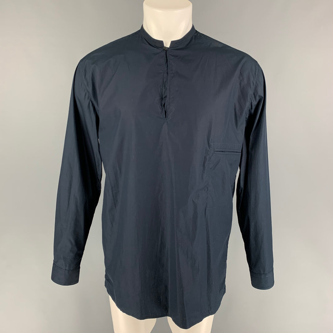 LEMAIRE AW 19 Size S Navy Cotton Long Sleeve Overshirt