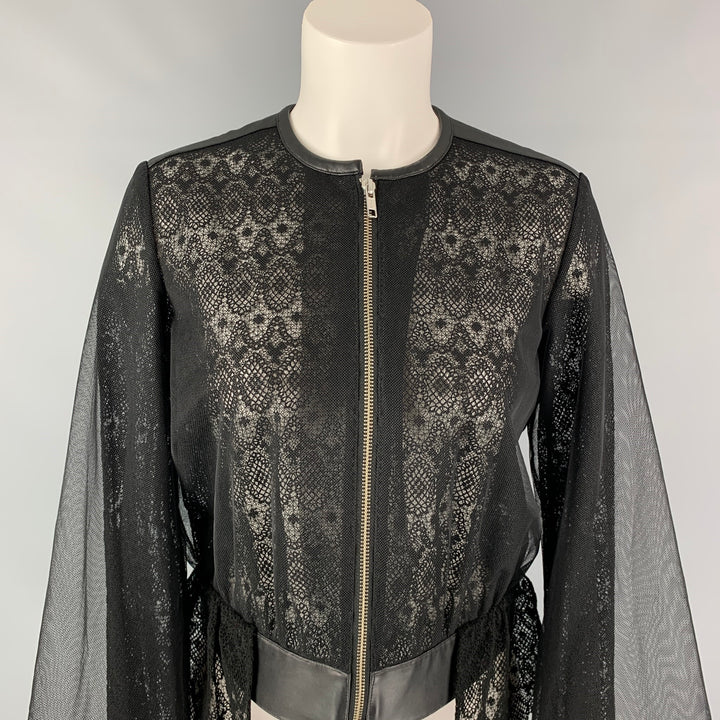 NOIR KEI NINOMIYA Size S Black Tulle See Through Textured Leather Jacket