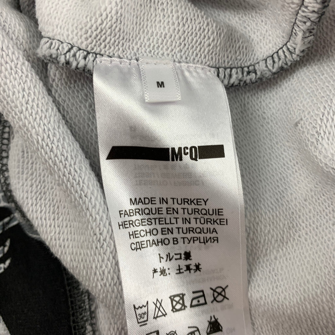 MCQ by ALEXANDER MCQUEEN Size M Black White Print Cotton Crew-Neck Pullover