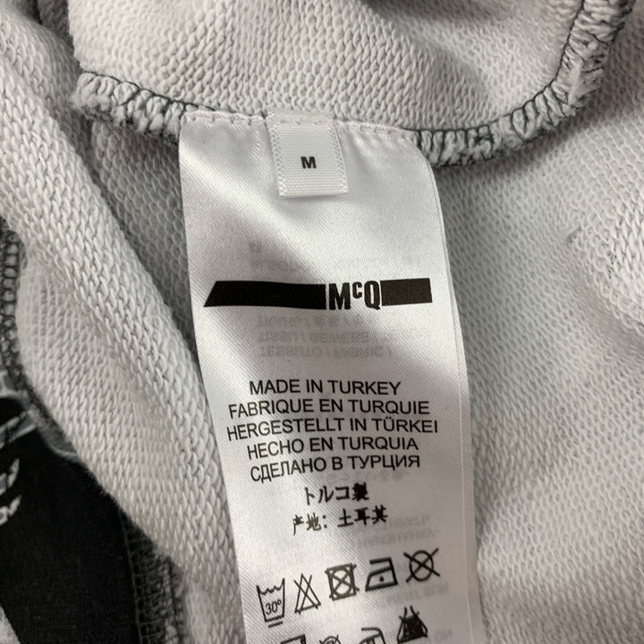MCQ by ALEXANDER MCQUEEN Size M Black White Print Cotton Crew-Neck Pullover