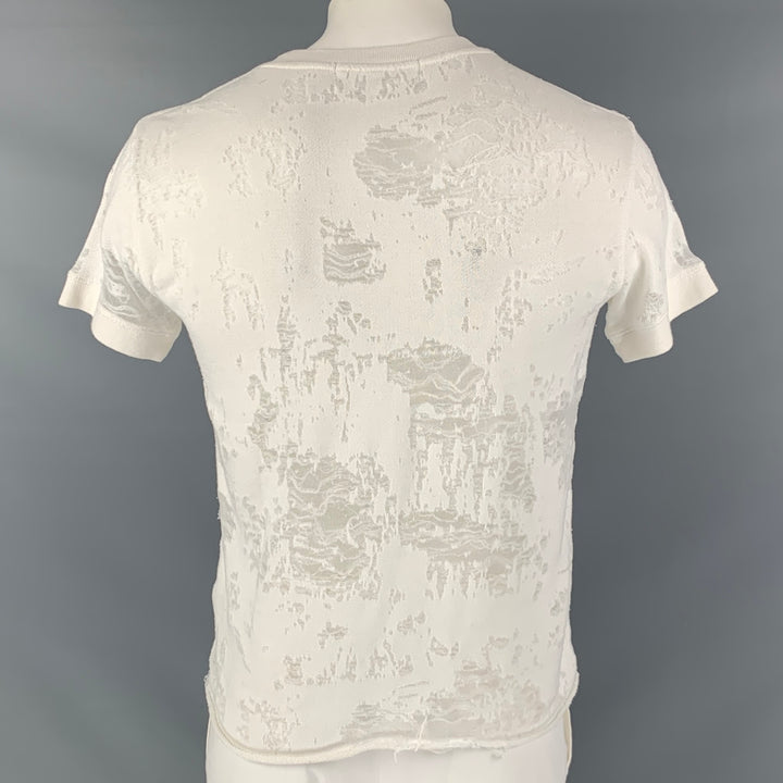 IRO 'NASTA Size L White Distressed Cotton Blend Crew-Neck T-shirt