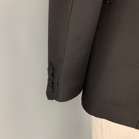 BALLY Size 42 Black Wool Silk Shawl Collar Sport Coat