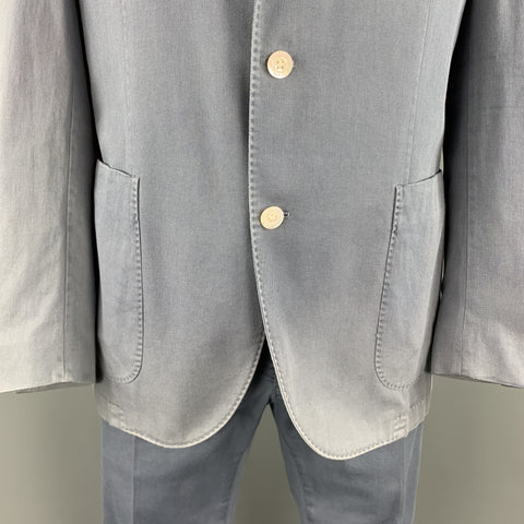 BOGLIOLI Size 44 Blue Cotton Notch Lapel Casual Suit