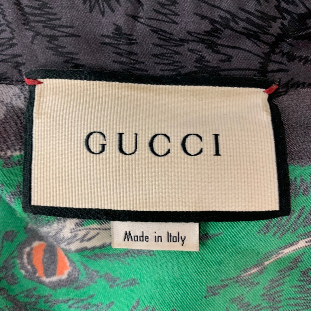 Camisa de manga corta Campamento de seda con estampado multicolor talla XXL de GUCCI