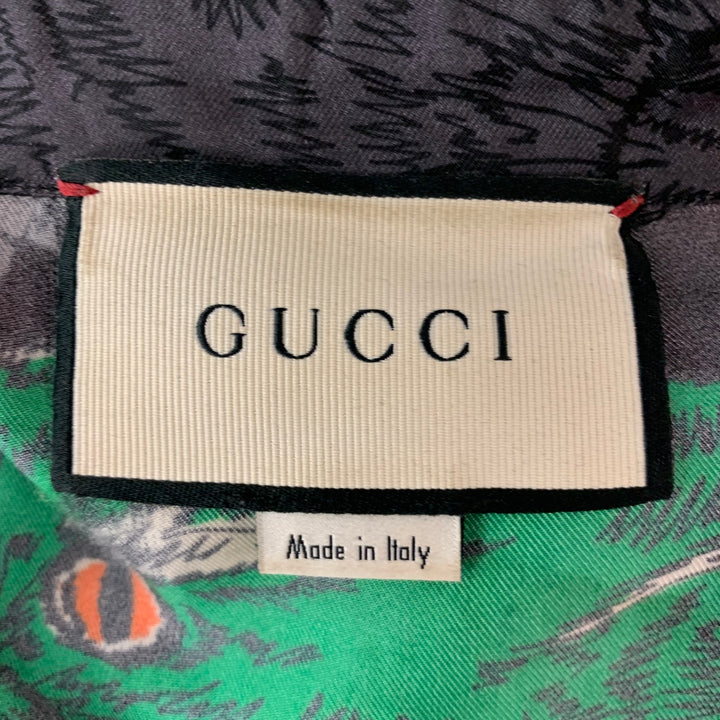 Camisa de manga corta Campamento de seda con estampado multicolor talla XXL de GUCCI