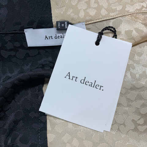 ART DEALER Size XS Beige Black Silk Jacquard Animal Wrap Long Dress