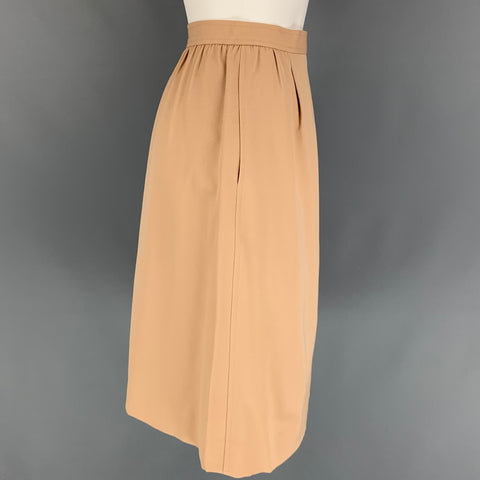 Vintage YVES SAINT LAURENT Rive Gauche Size 4 Beige Wrap Skirt