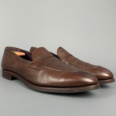 CARMINA Size 14 Brown Leather Penny Strap Slip On Loafers
