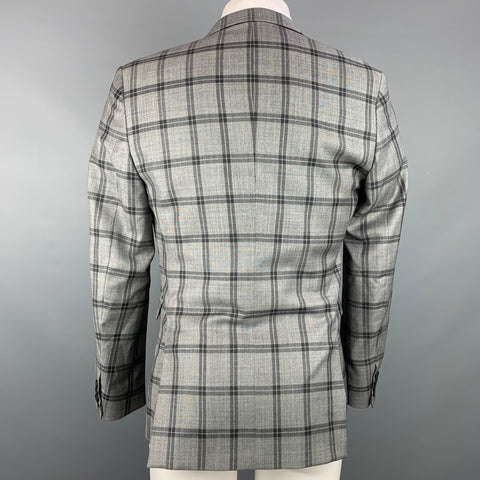 PAUL SMITH Kensington Fit Size 38 Regular Grey & Black Plaid Wool Notch Lapel Sport Coat