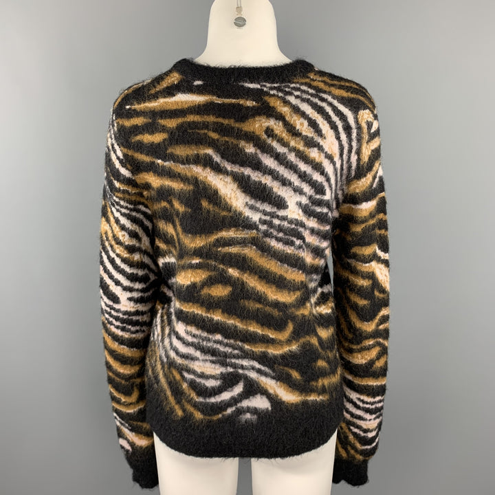 EQUIPMENT Size S Black & Tan Tiger Print Mohair Blend Sweater
