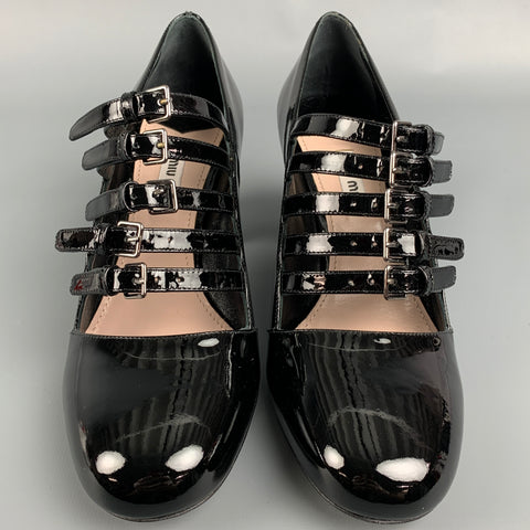 Zapatos de tacón de charol negro MIU MIU talla 7.5