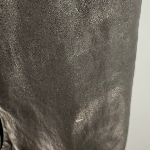 GIORGIO BRATO Chaqueta con cremallera de cuero negro talla 6 (exterior)