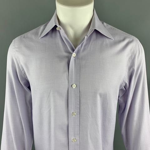 TOM FORD Size M Lavender Grid Cotton Spread Collar Button Up Long Sleeve Shirt