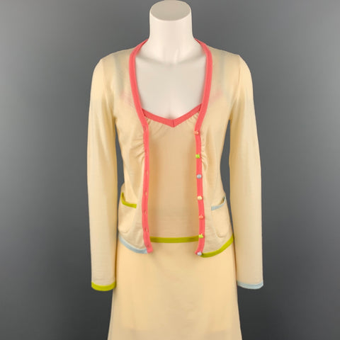 MOSCHINO Size 6 Cream Jersey Virgin Wool 3 Piece Skirt Set