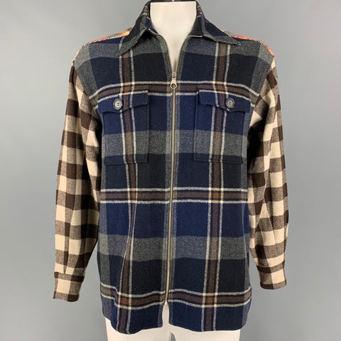 D&G by DOLCE & GABBANA Size 50 Multi-Color Plaid Zip Up Jacket