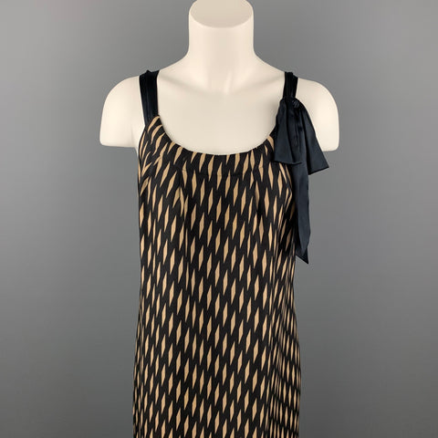 FLOREAT Taille S Robe droite en soie à carreaux noir et beige