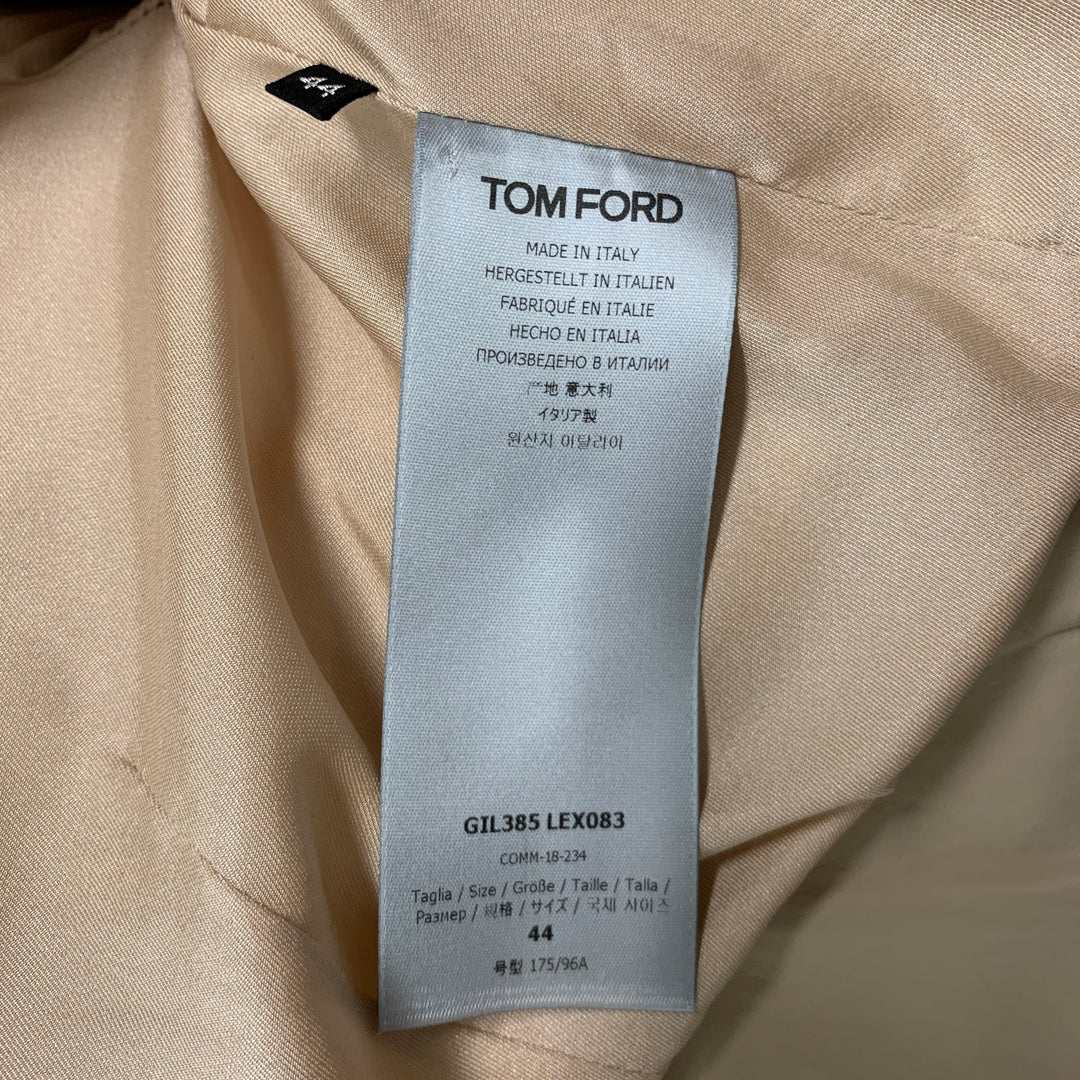 TOM FORD Size 8 Beige Viscose Quilted Biker Jacket
