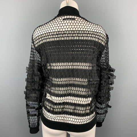 JEAN PAUL GAULTIER Size M Black Mesh Polyester Zip Up Jacket